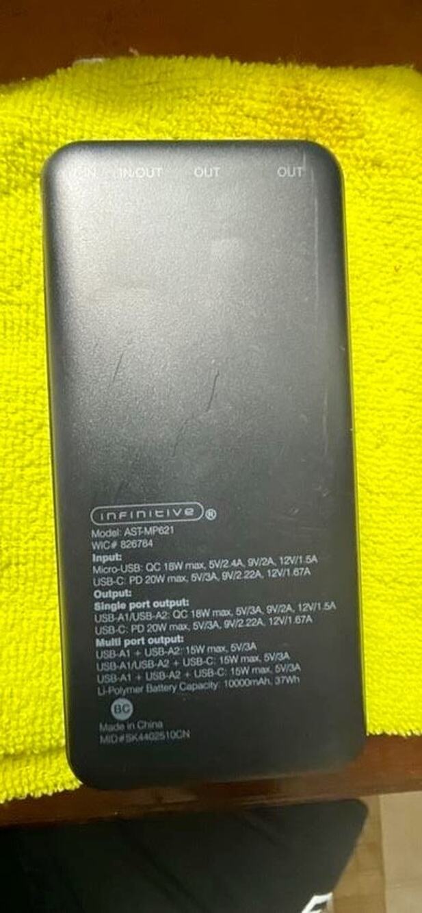 Infinitive 10000mAh Power Bank Portable Charger AST-MP621 USB-C Tested Working